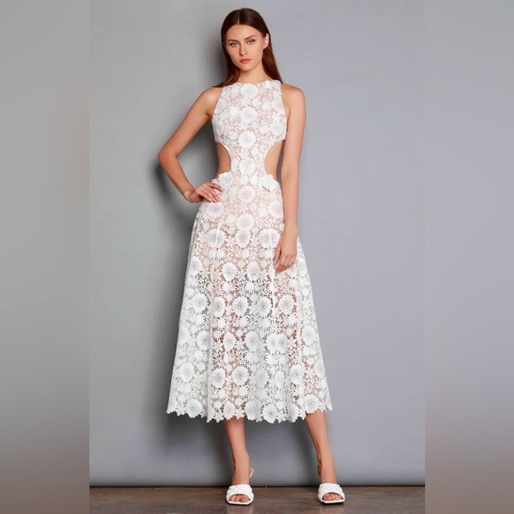 Bronx and Banco Dresses & Skirts - Bronx & Banco Daisy Midi Dress White Tan Size 10 NWT